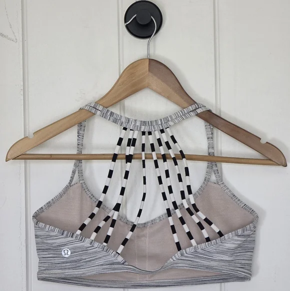 Lulu🍋 Lululemon Lighten Up Bra Space Dye Camo White Silver Spoon Size 8 - Picture 8 of 9